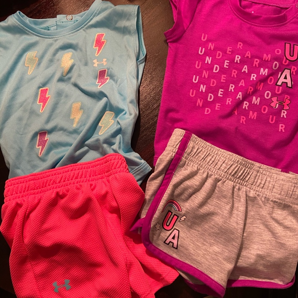 2 Under Armor onesie and short sets